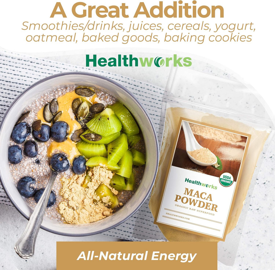 Healthworks Maca Powder Raw (32 Ounces / 2 Pounds) | Certified Organic Flour Use | Keto, Vegan & Non-Gmo | Premium Peruvian Origin | Breakfast, Smoothies, Baking & Coffee