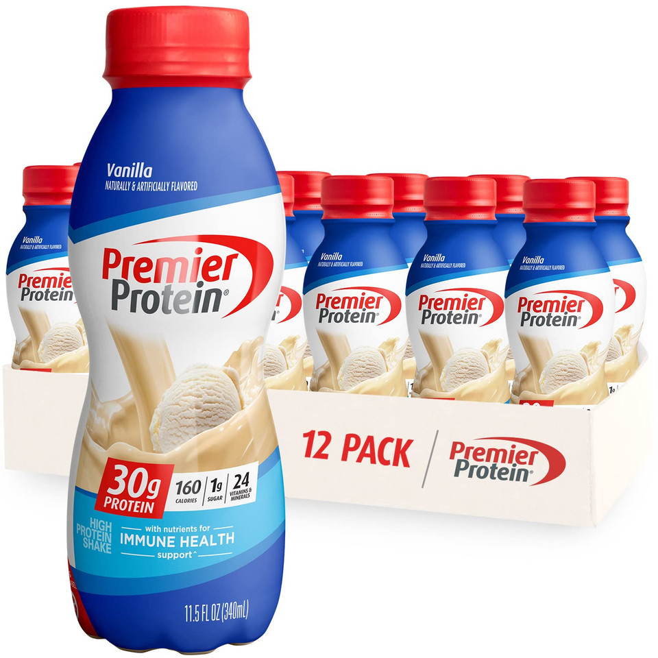 Premier Protein Shake, Cake Batter, 30G Protein, 1G Sugar, 24 Vitamins & Minerals, Nutrients To Support Immune Health, 11.5 Fl Oz, 12 Count