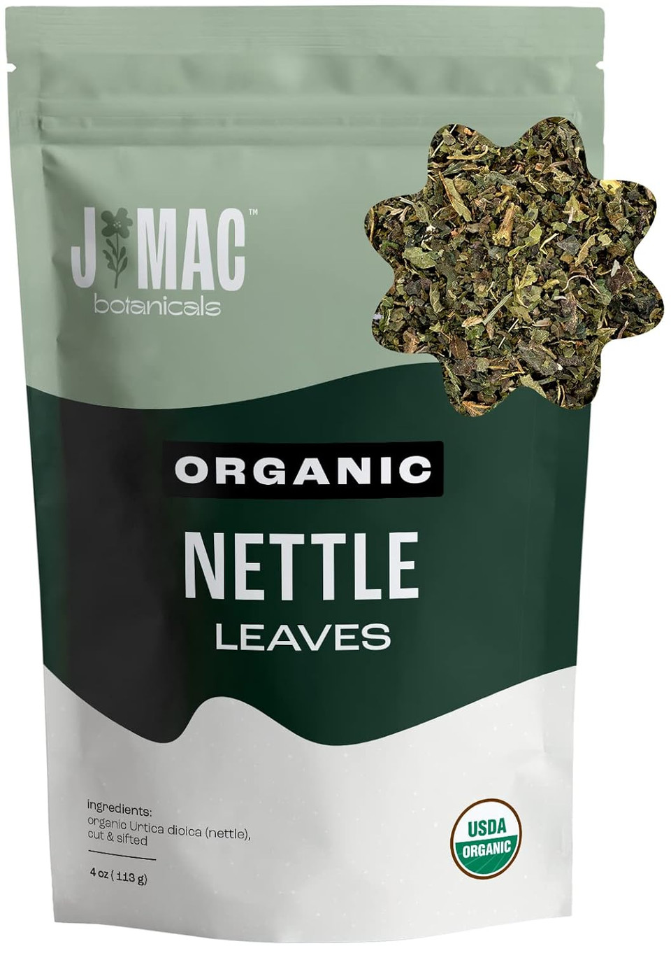 J Mac Botanicals Organic Nettle Leaf, Herbal Tea (4 Oz, 50+ Cups) Dried Stinging Nettle Tea, Nettle Leaf Tea, Nettle Tea Organic, Organic Nettle Leaf Tea, Nettle Tea, Urtica Dioica