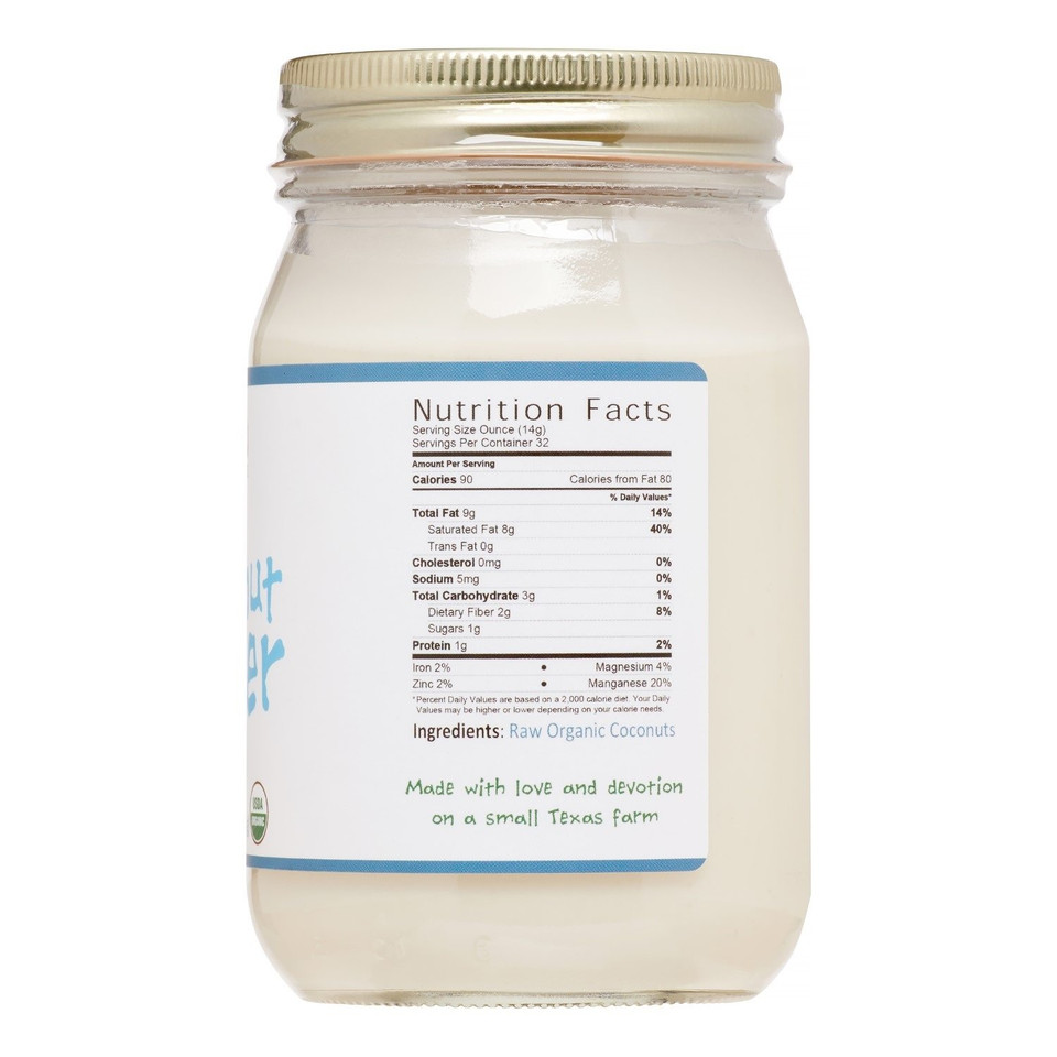 Jiva Organics Raw Organic Coconut Butter 16 Ounce Jar - Creamy, Unsalted