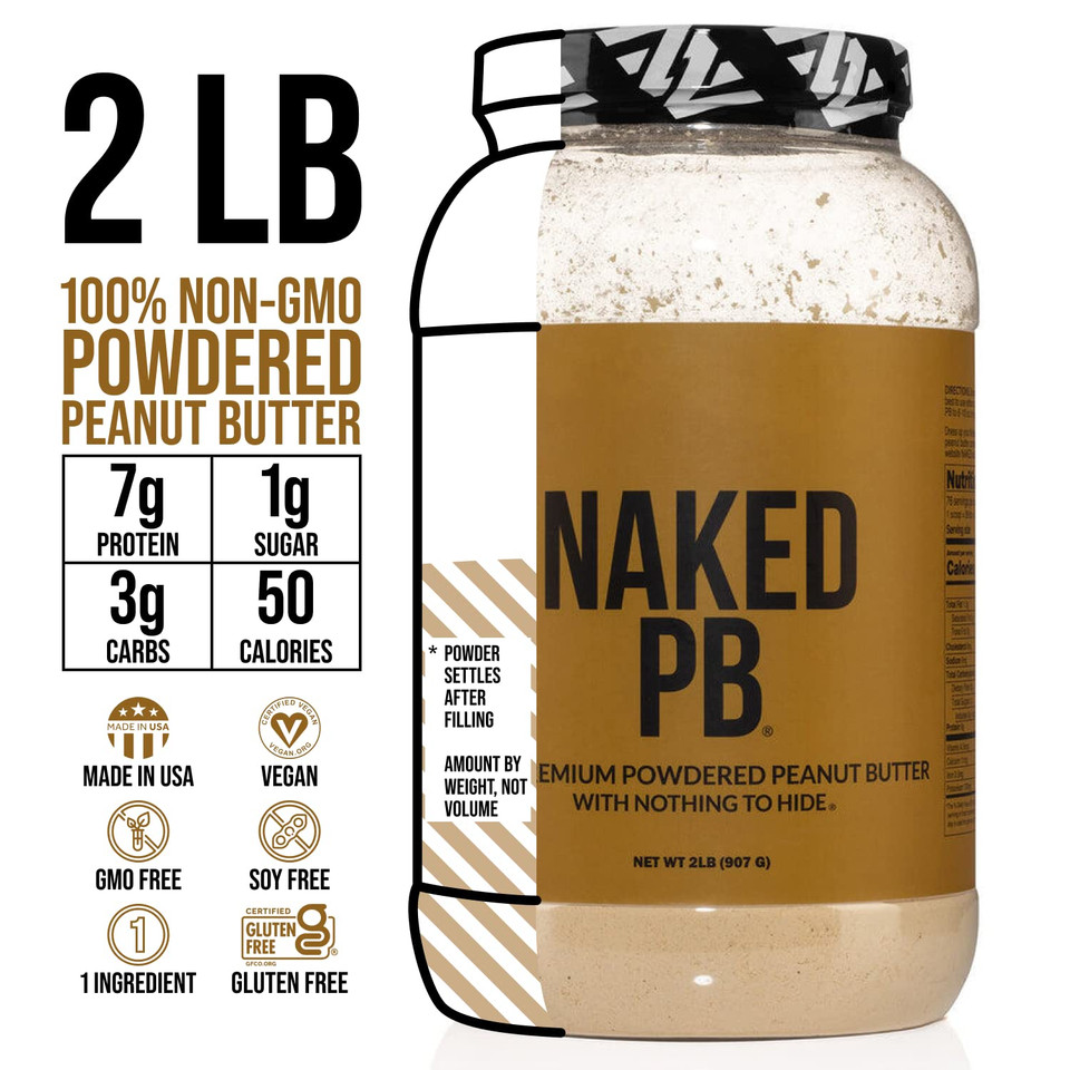 2 Lb Powdered Peanut Butter From Us Farms  Bulk, Only 1 Ingredient - Roasted Peanuts, Vegan, No Additives, Preservative Free, No Salt, No Sugar - 76 Servings - Naked Pb