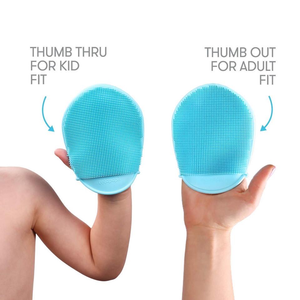 Frida Baby Dermafrida The Bath Mitt | Toddler Quick-Dry Body Bath Brush, Silicone, Replacement To Kid'S Washcloth | Fits Both Parent Or Child For Early Stage Development