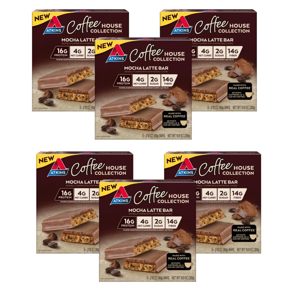 Atkins Strawberry Shortcake Protein Meal Bar, High Fiber, 1G Sugar, 3G Net Carb Meal Replacement, Keto Friendly, 30 Count