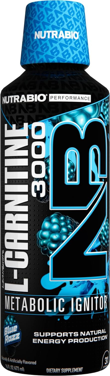 Nutrabio  L-Carnitine Liquid Shots  3000Mg, (Blue Razz)  10Mg Of Vitamin B-5  Zero Carbs & Sugars  Energy Production  Muscle Recovery