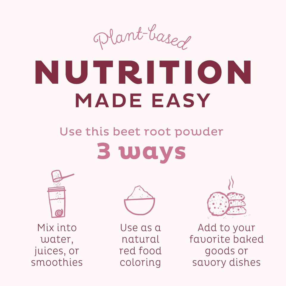 Kos Organic Beet Root Powder - Usda Certified, Nitric Oxide Booster, Non-Gmo, Gluten & Soy Free - 90 Servings