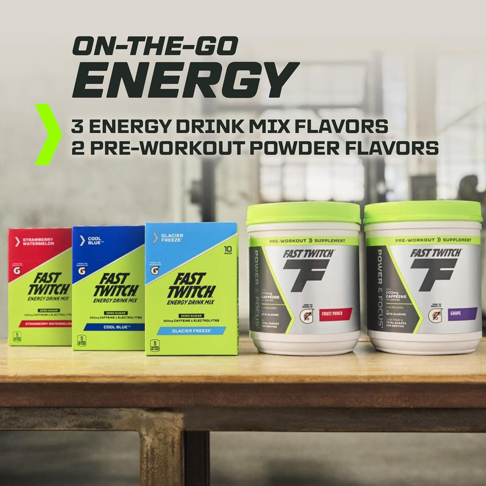 Fast Twitch From The Makers Of Gatorade,Caffeinated Pre-Workout Supplement Mix,Grape,1.01Lb (Pack Of 1),3.5G L-Citrulline,3G Betaine,2G Carnosine Beta-Alanine,Vitamin B6,B12 And 200Mg Caffeine