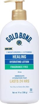 Gold Bond Fragrance Free Healing Hydrating Lotion, 14 Oz., With Aloe, Immediate 24-Hour Hydration