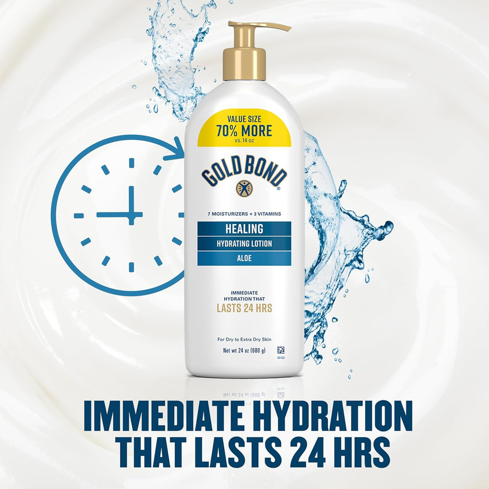 Gold Bond Healing Hydrating Lotion, 20 Oz., With Aloe, Moisturizes, Immediate 24-Hour Hydration