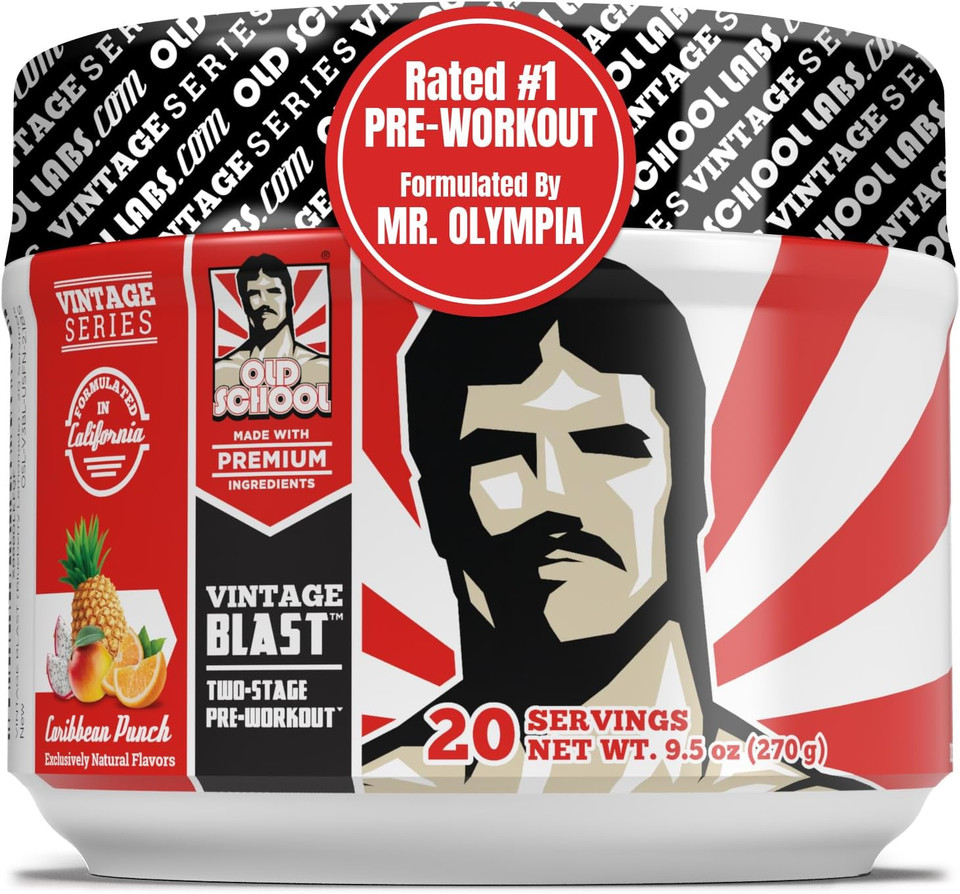 Vintage Blast - The Ultimate Two-Stage Pre Workout Supplement For Explosive Energy, Endurance, & Focus - Boost Workouts With Natural Ingredients: L-Citrulline Malate, Beta-Alanine, & Caffeine - 306G