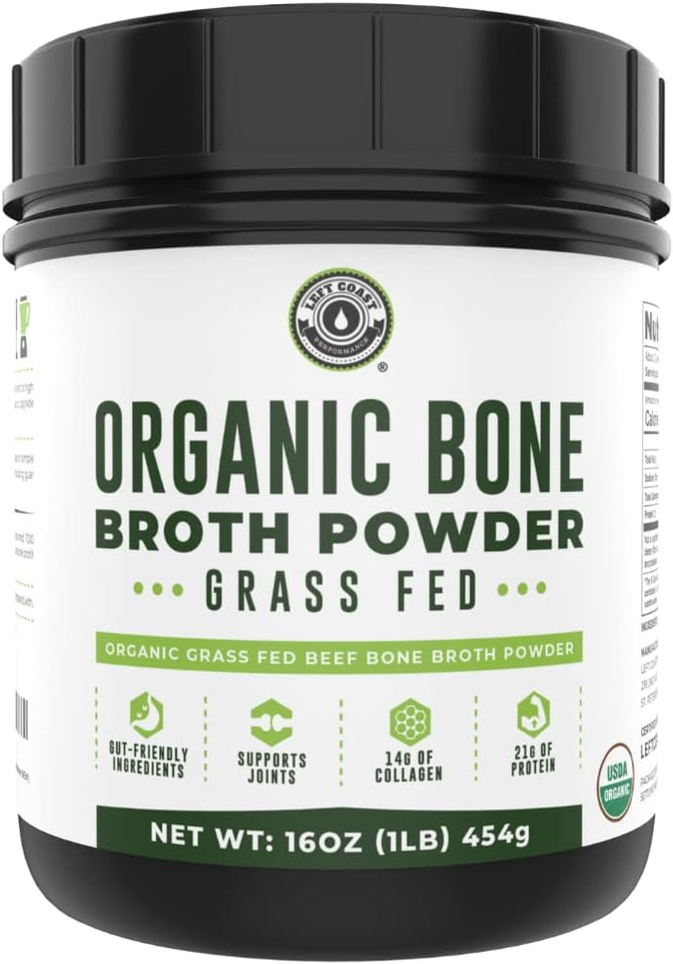 16Oz Organic Bone Broth Protein Powder From Grass Fed Beef, Usda Certified Organic, Single Ingredient, No Additives, Perfect For Carnivore, Paleo, And Keto Diets. Natural Source Collagen Type I & Iii