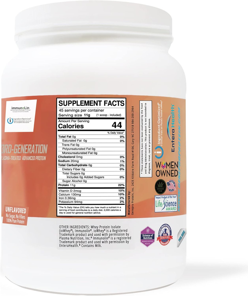 Genepro Protein: 45 Servings, Premium Protein For Absorption, Muscle Growth And Mix-Ability