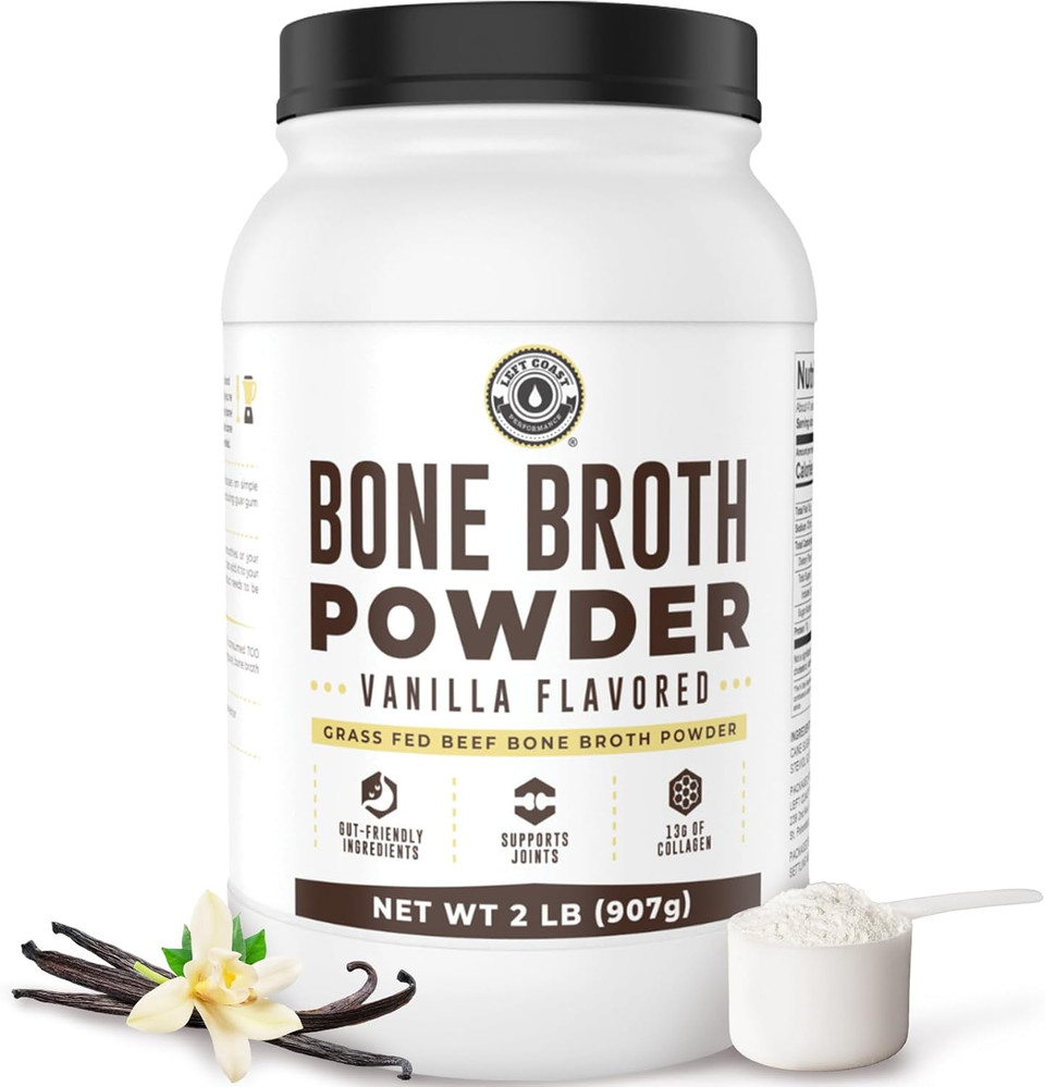32Oz Vanilla Bone Broth Protein Powder From Grass Fed Beef - Non-Gmo Ingredients, Gut-Friendly, Low Carb Dairy Free Protein Powder - Natural Collagen Source For Joint Support - Keto Friendly