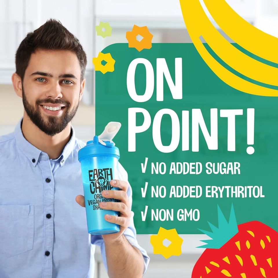 Earthchimp Organic Vegan Protein Powder - With Probiotics - Non Gmo, Dairy Free, Non Whey, Plant Based Protein Powder For Women And Men, Gluten Free - 26 Servings 32 Oz (Vanilla)