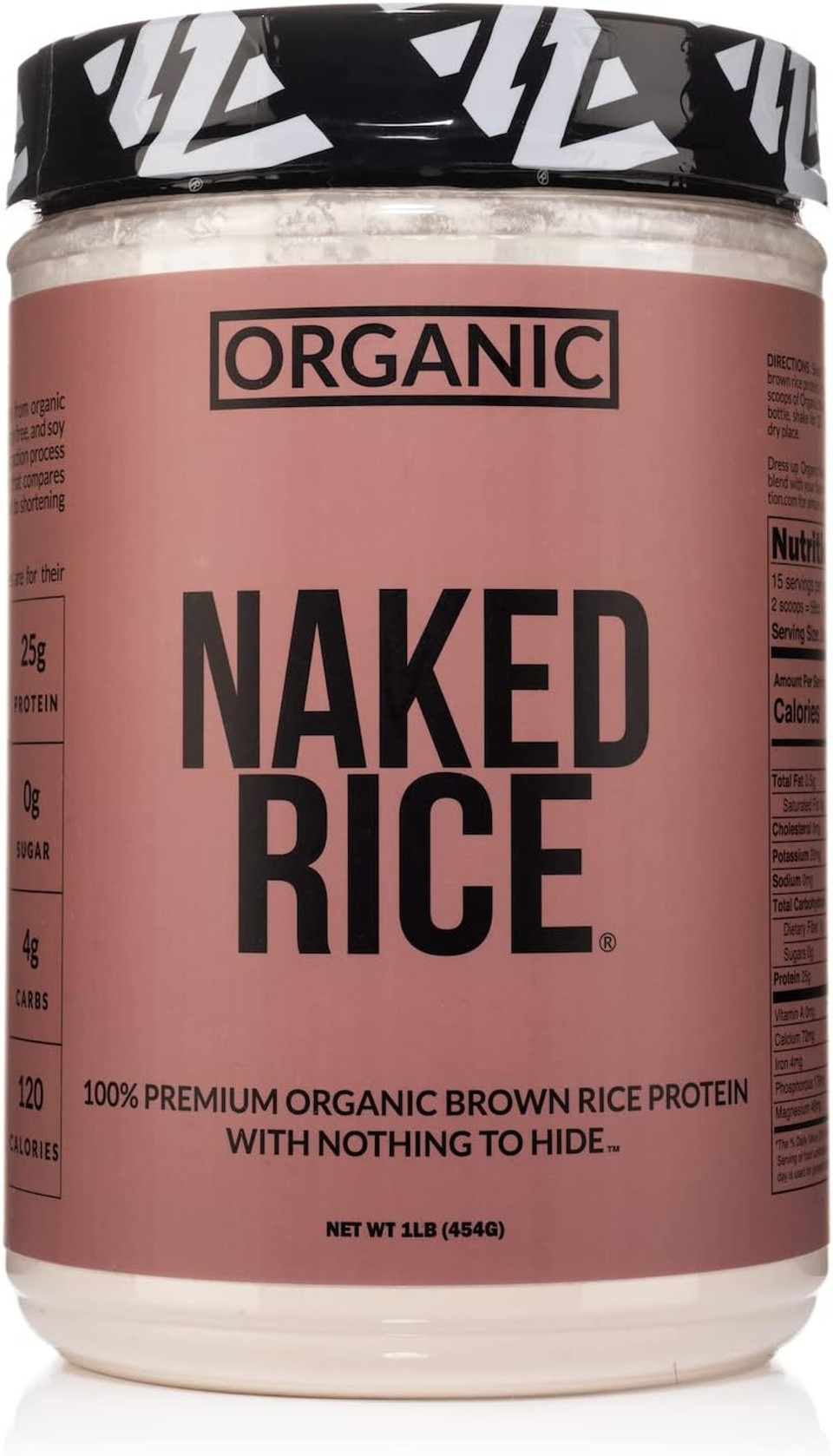 Naked Nutrition Naked Rice 1Lb - Organic Brown Rice Protein Powder - Vegan Protein Powder, Gmo Free, Gluten Free & Soy Free. Plant-Based Protein, No Artificial Ingredients - 15 Servings