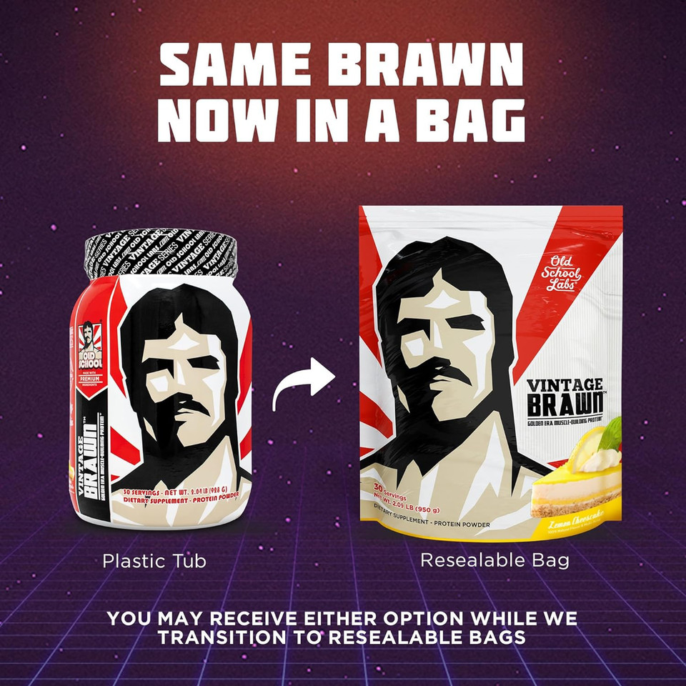 Vintage Brawn  Muscle-Building Protein Powder Isolate For Men & Women  Post-Workout & Anytime Recovery Drink  Premium Protein Isolate Sources: Egg, Milk, Beef  Lemon Cheesecake Flavor - 2.1 Lbs