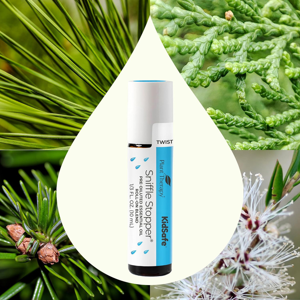Plant Therapy Kidsafe Sniffle Stopper Essential Oil Blend Pre-Diluted Roll-On 10 Ml (1/3 Oz) Respiratory Support Blend 100% Pure, Natural Aromatherapy, Therapeutic Grade Plant Therapy Kidsafe Sniffle Stopper Essential Oil Blend Pre-Diluted Roll-On 10 Ml (1/3 Oz) Respiratory Support Blend 100% Pure, Natural Aromatherapy, Therapeutic Grade