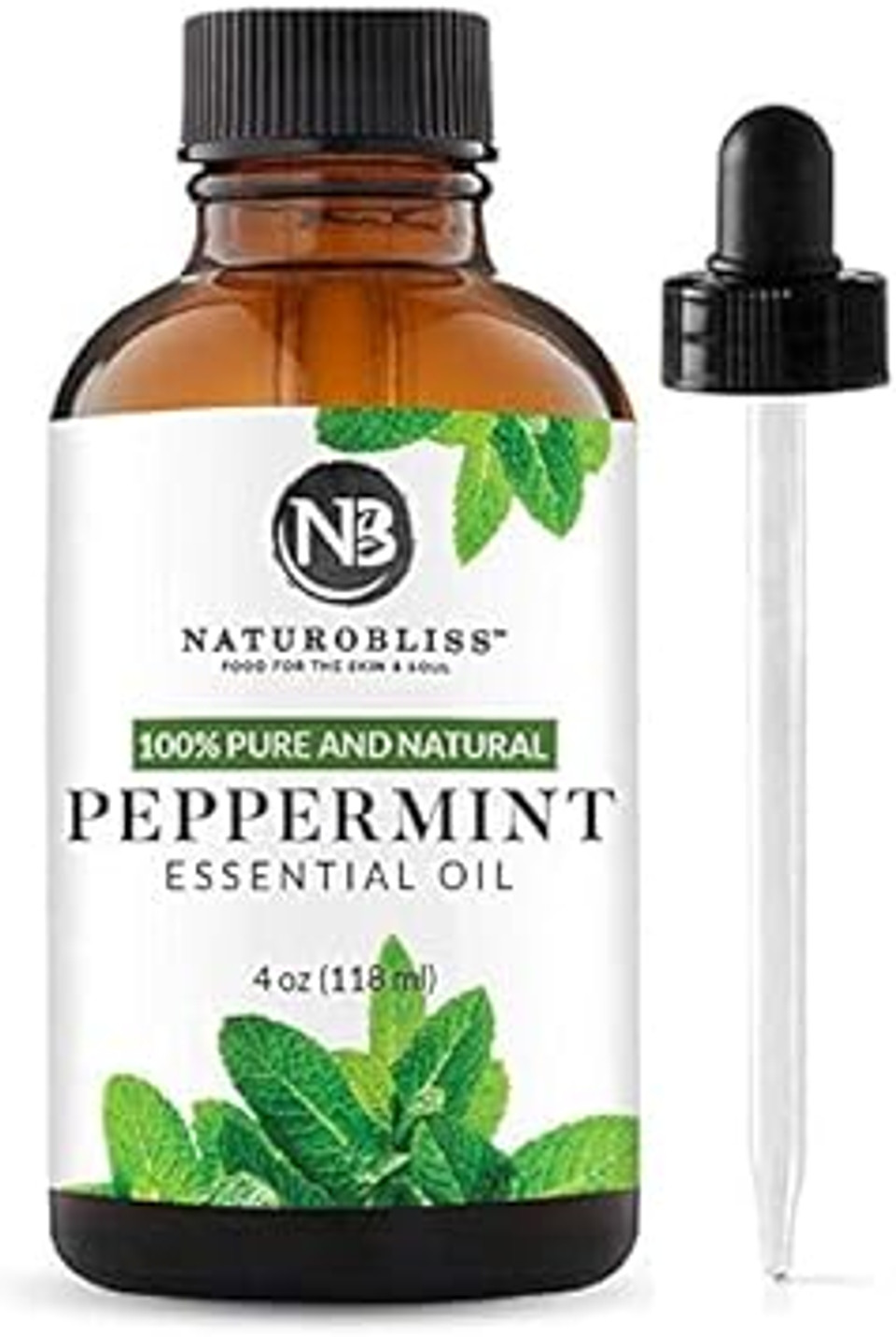 Naturobliss Peppermint Essential Oil, 100% Pure And Natural, Premium Therapeutic Grade Peppermint Oil, Aromatherapy Essential Oil, 4 Fl. Oz. Essential Oil With Glass Dropper