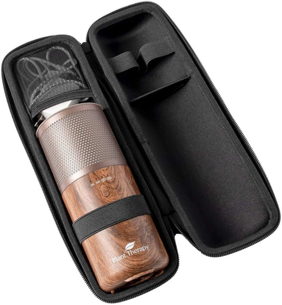 Plant Therapy Wood Grain Portable Diffuser Travel Pack, Includes The Travel Essential Oil Blend 10 Ml (1/3 Oz) 100% Pure, Undiluted, Natural Aromatherapy, Therapeutic Grade