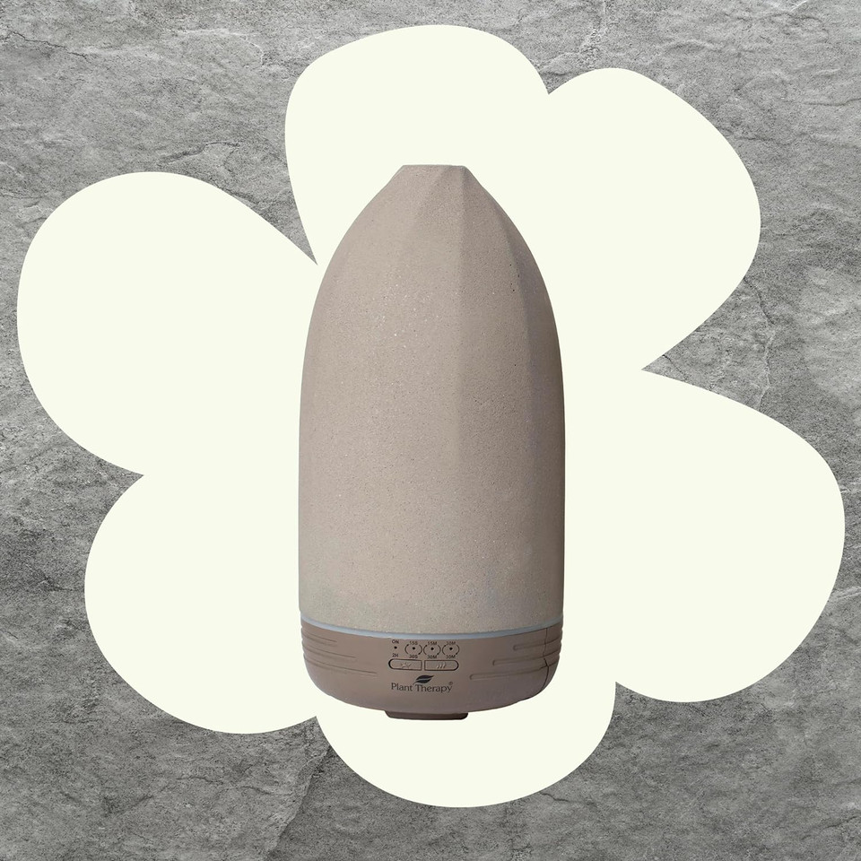 Plant Therapy Metro Stone Diffuser Gray - Essential Oil Diffuser - Sleek Design For Home & Office, 8 Hours Of Diffusion, Auto Shut Off, Soft Ambient Lighting, Four Timer Settings