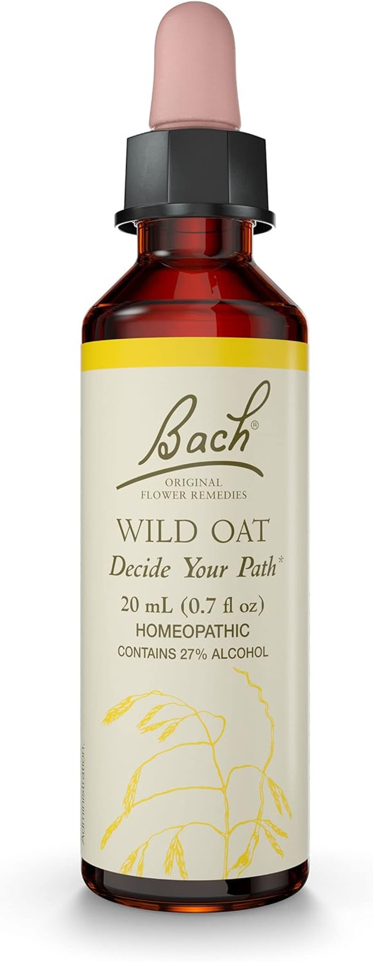 Bach Original Flower Remedies, Wild Oat For Deciding Life'S Path, Natural Homeopathic Flower Essence, Holistic Wellness And Stress Relief, Vegan, 20Ml Dropper