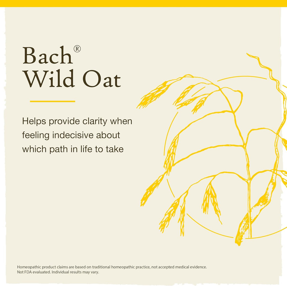 Bach Original Flower Remedies, Wild Oat For Deciding Life'S Path, Natural Homeopathic Flower Essence, Holistic Wellness And Stress Relief, Vegan, 20Ml Dropper