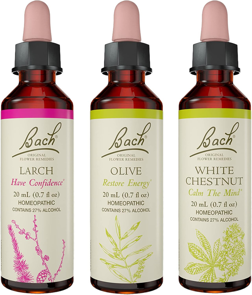 Bach Original Flower Remedies 3-Pack, Be Your Best" - Larch, Olive, White Chestnut, Homeopathic Flower Essences, Vegan, 20Ml Dropper X3