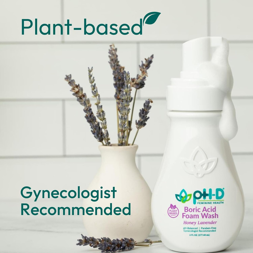 Ph-D Feminine Health - Boric Acid Foam Wash - Ph-Balanced, Paraben-Free, And Plant-Based (Honey Lavender, 6 Fl Oz (Pack Of 1))