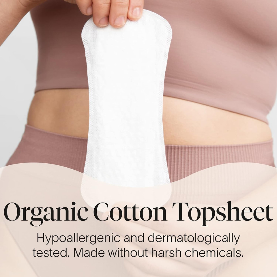 Cora Period Regular Liners | 100% Organic Cotton Topsheet | Ultra Thin, Quick Absorbency | Hypoallergenic | Dermatologically Tested | Unscented, No Wings (144 Liners)