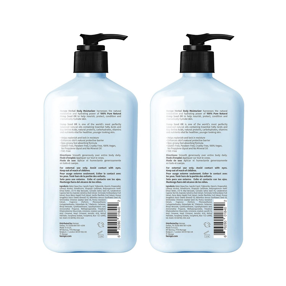Hempz Triple Moisture Herbal Whipped Body Crã£Â¨Me Lotion Moisturizer, 17 Fl Oz (Pack Of 2)