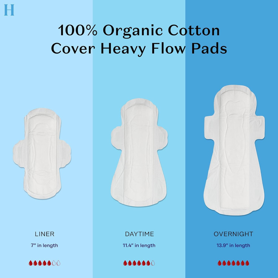 The Honey Pot Company - Herbal Overnight Heavy Flow Pads W/Wings - Organic Pads For Women - Infused W/Essential Oils For Cooling Effect, Cotton Cover, & Ultra-Absorbent Pulp Core -Feminine Care- 16 Ct