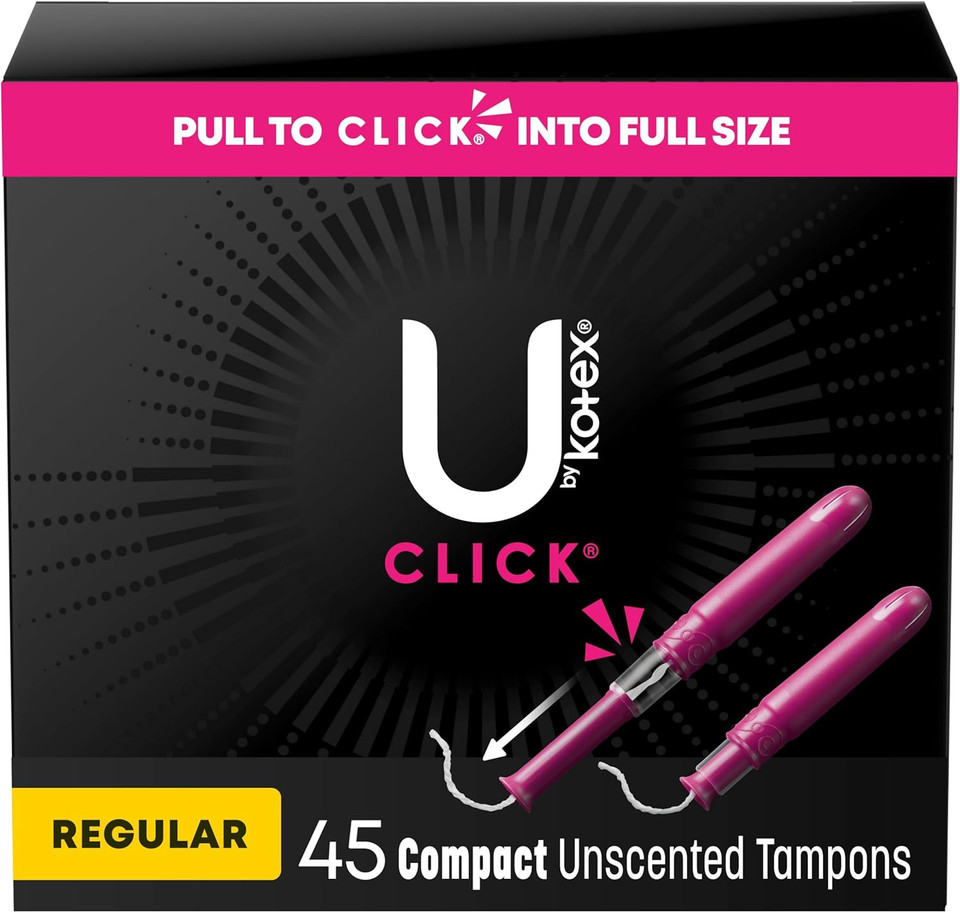 U By Kotex Click Compact Tampons, Regular Absorbency, Unscented, 45 Count