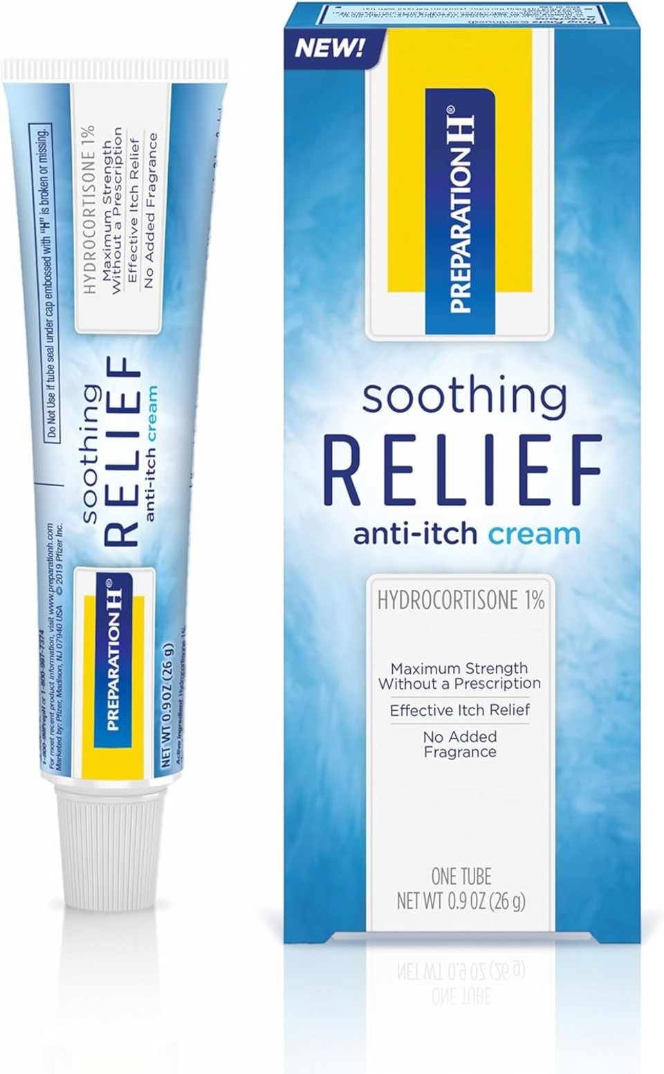 Preparation H Soothing Relief Anti Itch Cream, 1% Hydrocortisone Cream For Butt Itch Relief - 0.9 Oz Tube