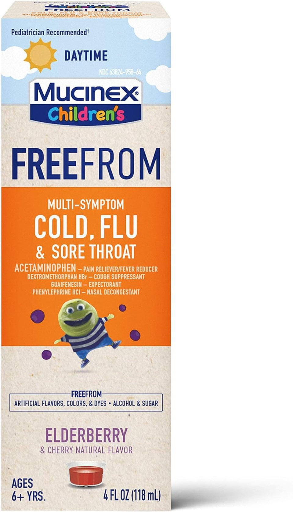 Mucinex Children's Liquid - FreeFrom Multi-Symptom Cold, Flu & Sore Throat 4oz, 1 pack