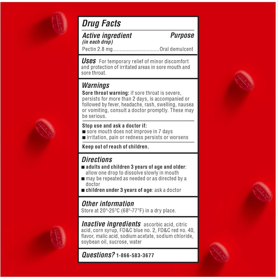 Ludens Wild Cherry Throat Drops, Sore Throat Relief, 20 Count