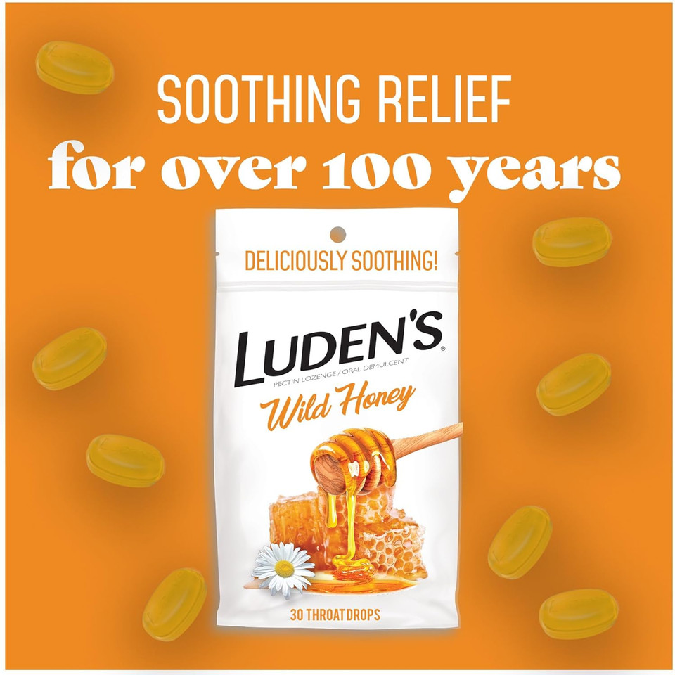 Luden'S Deliciously Soothing Throat Drops, Wild Honey Flavor, 30 Count