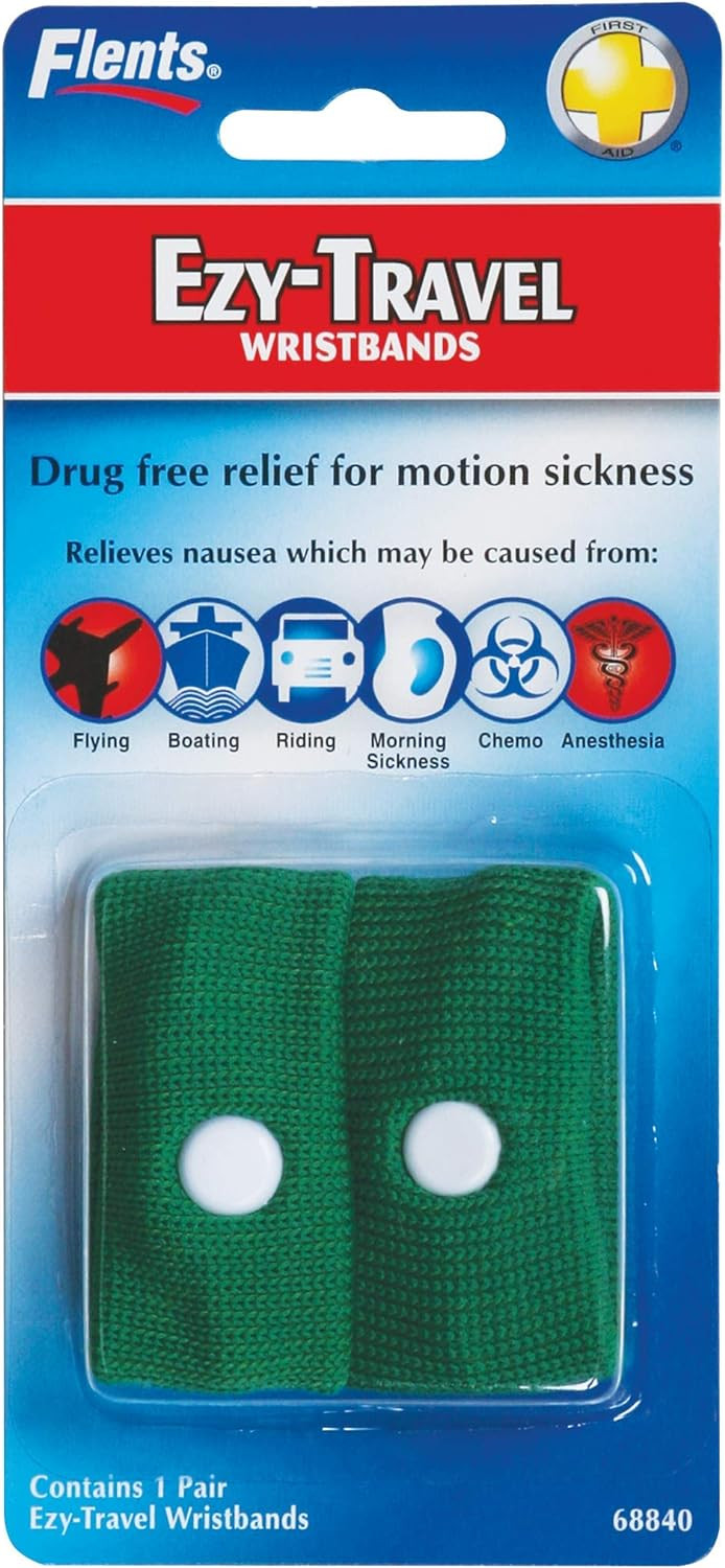 Flents Motion Sickness Wristband, Relieved Nausea, Great For Flying, Boating, Driving, Morning Sickness, Anestesia, & More