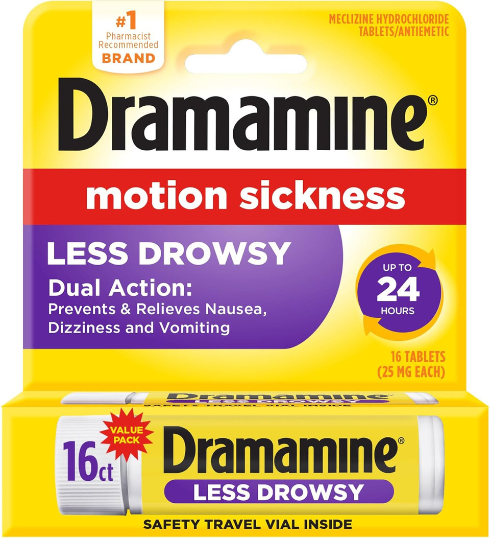 Dramamine Motion Sickness Relief - All Day Less Drowsy, 16 Count