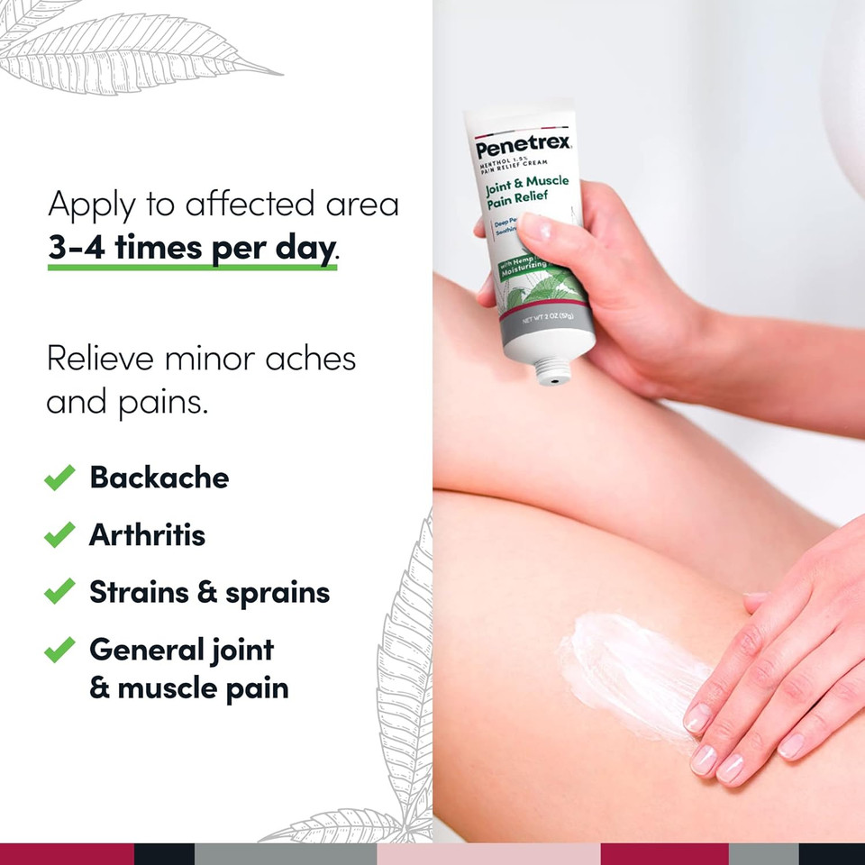 Penetrex Soothing Joint & Muscle Pain Relief Cream With Hemp ÃÂ Deep Penetrating Menthol, Arnica And Hemp For Soothing, Hydrating Relief ÃÂ Non-Greasy, Easy To Apply, Pleasant Scentã¢Â 2Oz Squeezable Tube
