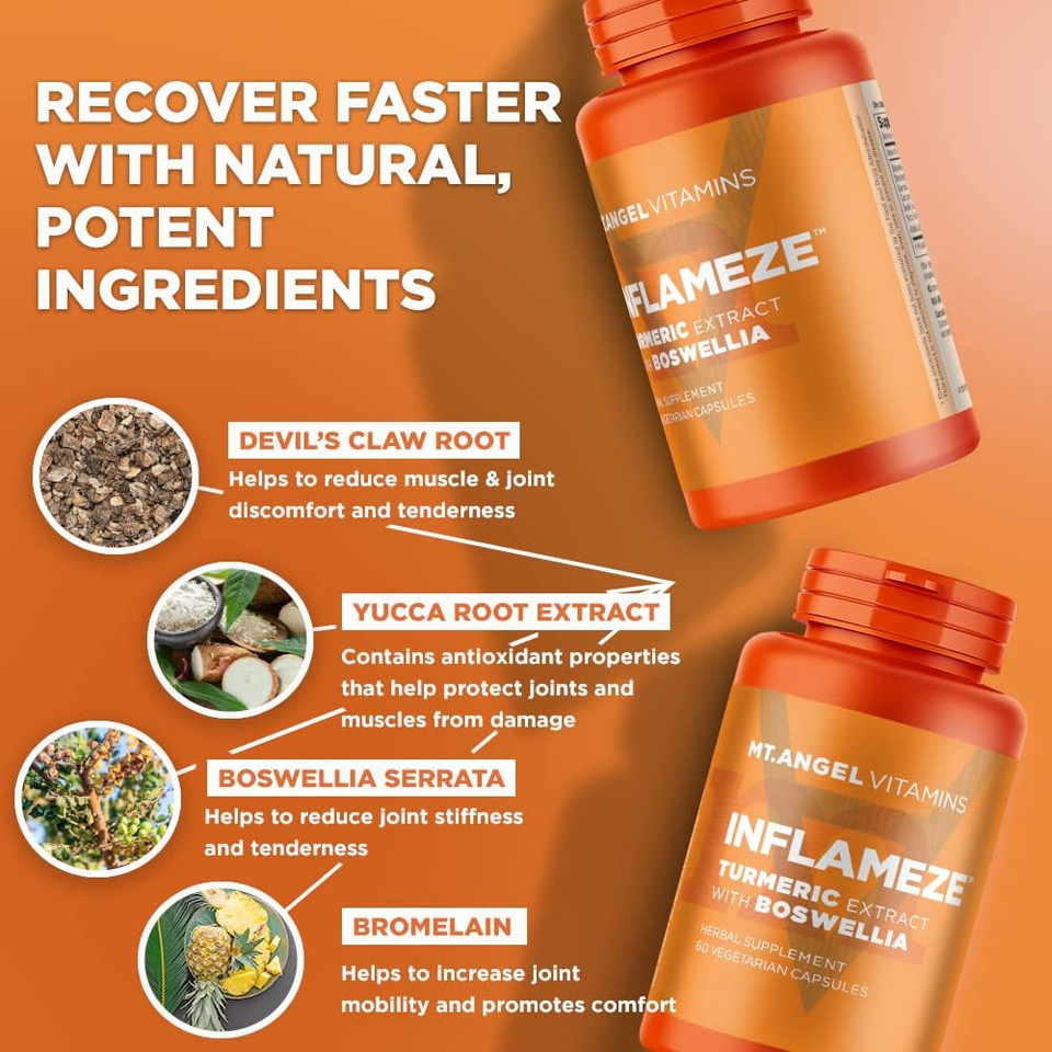 Mt. Angel Vitamins - Inflameze, Boswellia, Curcumin, Quercetin, Bromelain (60 Vegetarian Capsules)