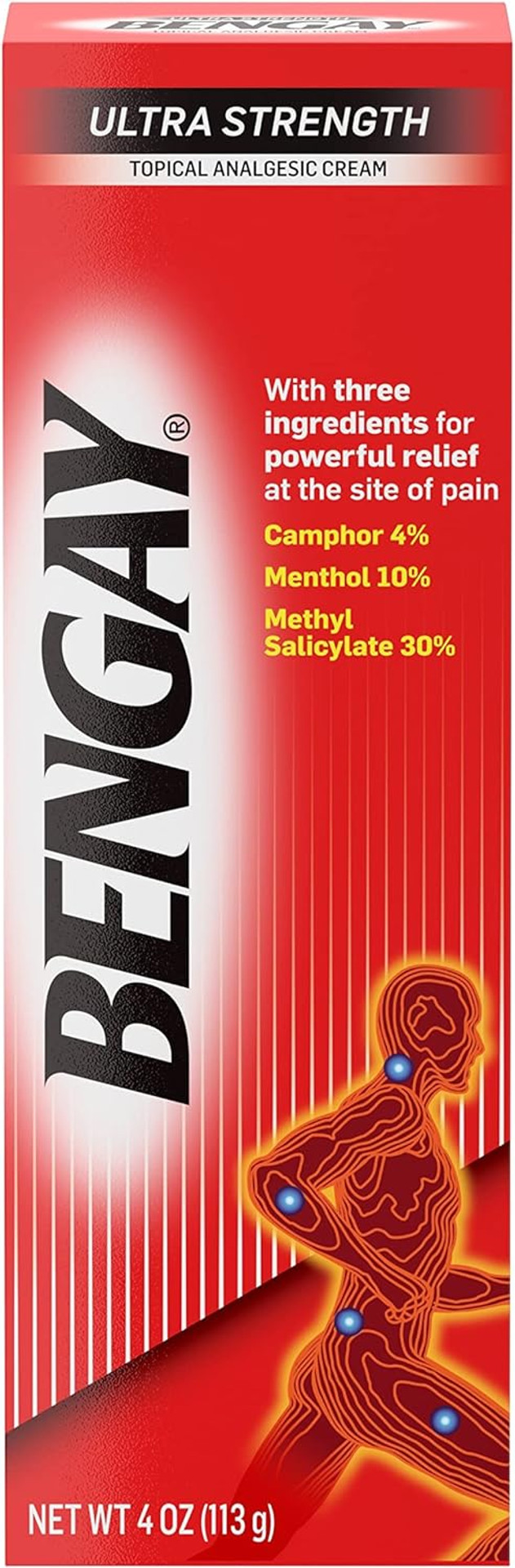 Bengay Ultra Strength Topical Pain Relief Cream, Non-Greasy Topical Analgesic For Minor Arthritis, Muscle, Joint, And Back Pain, Camphor, Menthol & Methyl Salicylate, 4 Oz