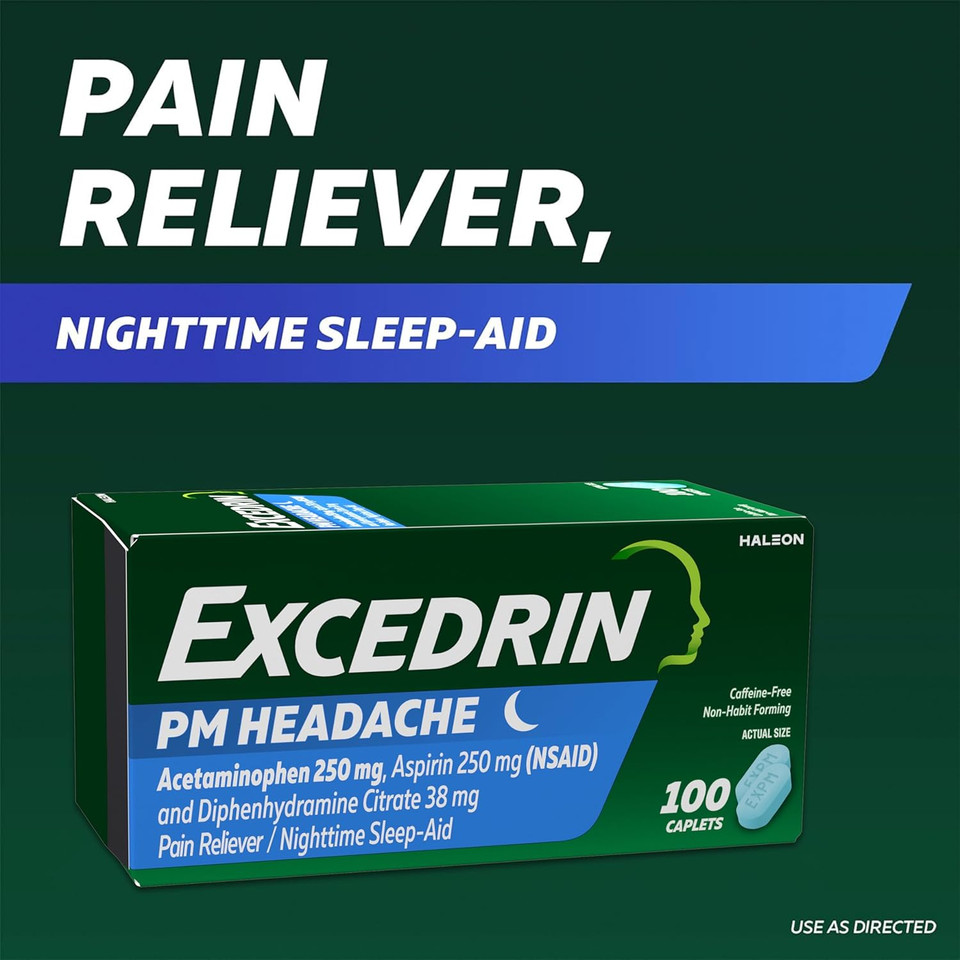 Excedrin Pm Pain Reliever And Nighttime Sleep-Aid Caplets For Headache Relief  24 Count