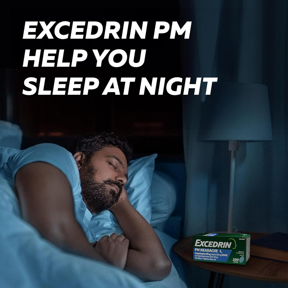 Excedrin Pm Pain Reliever And Nighttime Sleep-Aid Caplets For Headache Relief  24 Count