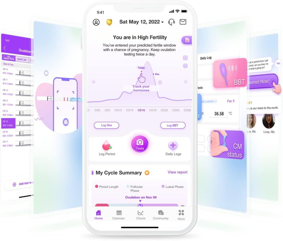 Ovulation & Pregnancy Test Strips Kit: Easy@Home 25 Ovulation Tests 10 Pregnancy Tests & 35 Large Urine Cups - Powered By Premom Ovulation App | 25Lh + 10Hcg + 35 Urine Cups