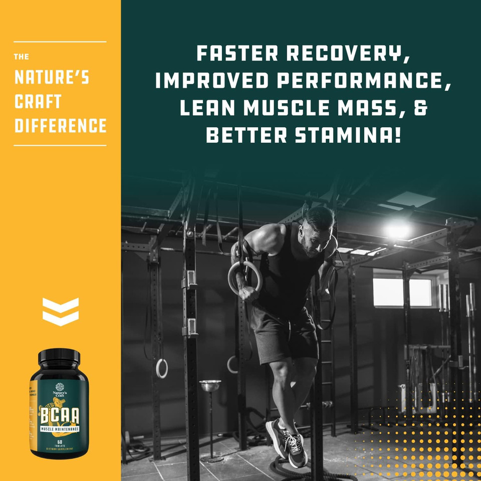 Branch Chain Amino Acids Supplement - Vegan Bcaa Tablets Post Workout Muscle Recovery And Muscle Growth Support - Branched Chain Amino Acids Supplement For Men And Womens Workout Recovery 60 Count