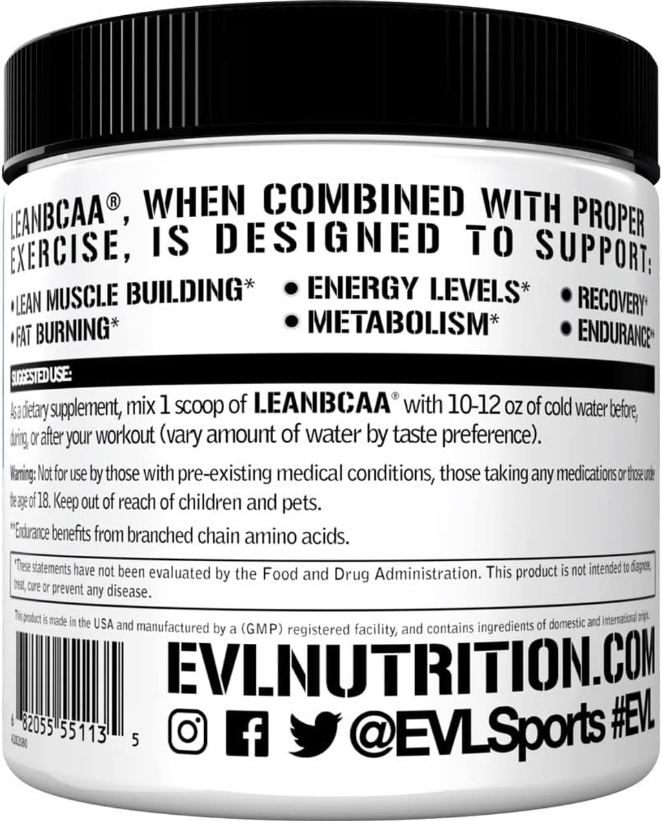 Evlution Stimulant Free Lean Bcaa Powder Nutrition Bcaas Amino Acids Powder With Cla Carnitine And 2:1:1 Branched Chain Amino Acids Supports Muscle Recovery Fat Burn And Metabolism - Blue Raz