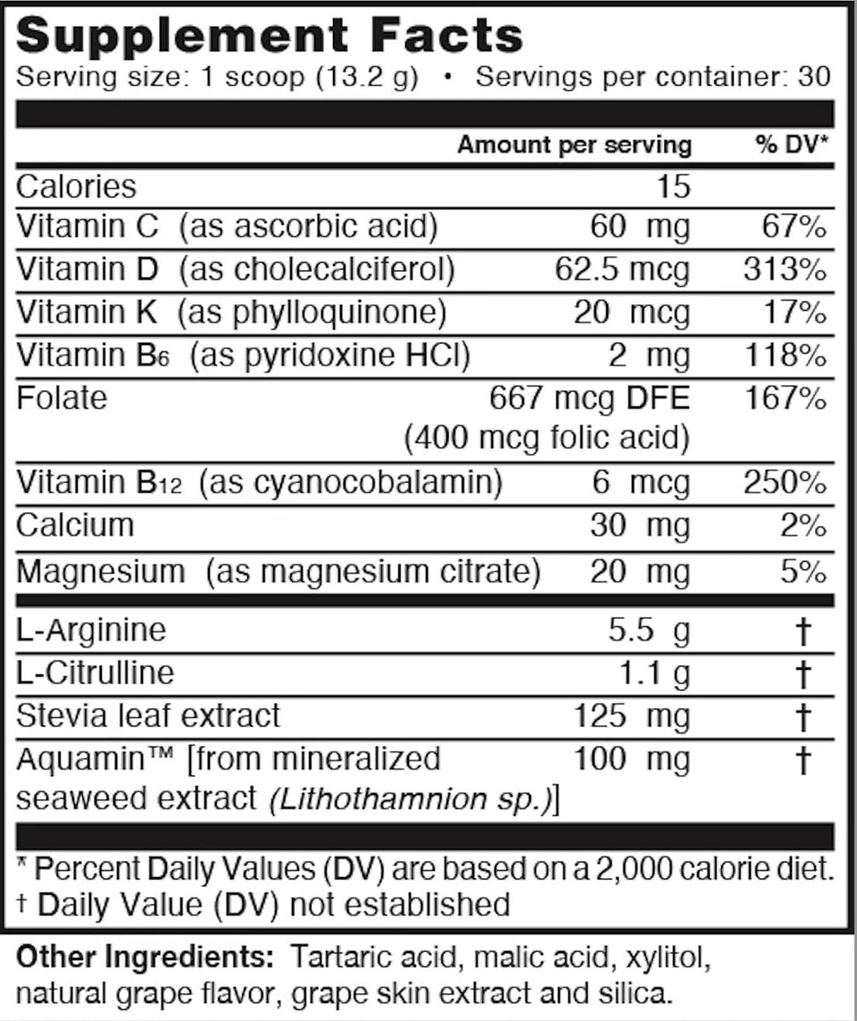 L-Arginine Pro | L-Arginine Supplement Powder | 5,500Mg Of L-Arginine Plus 1,100Mg L-Citrulline (Grape Berry, 1 Jar)