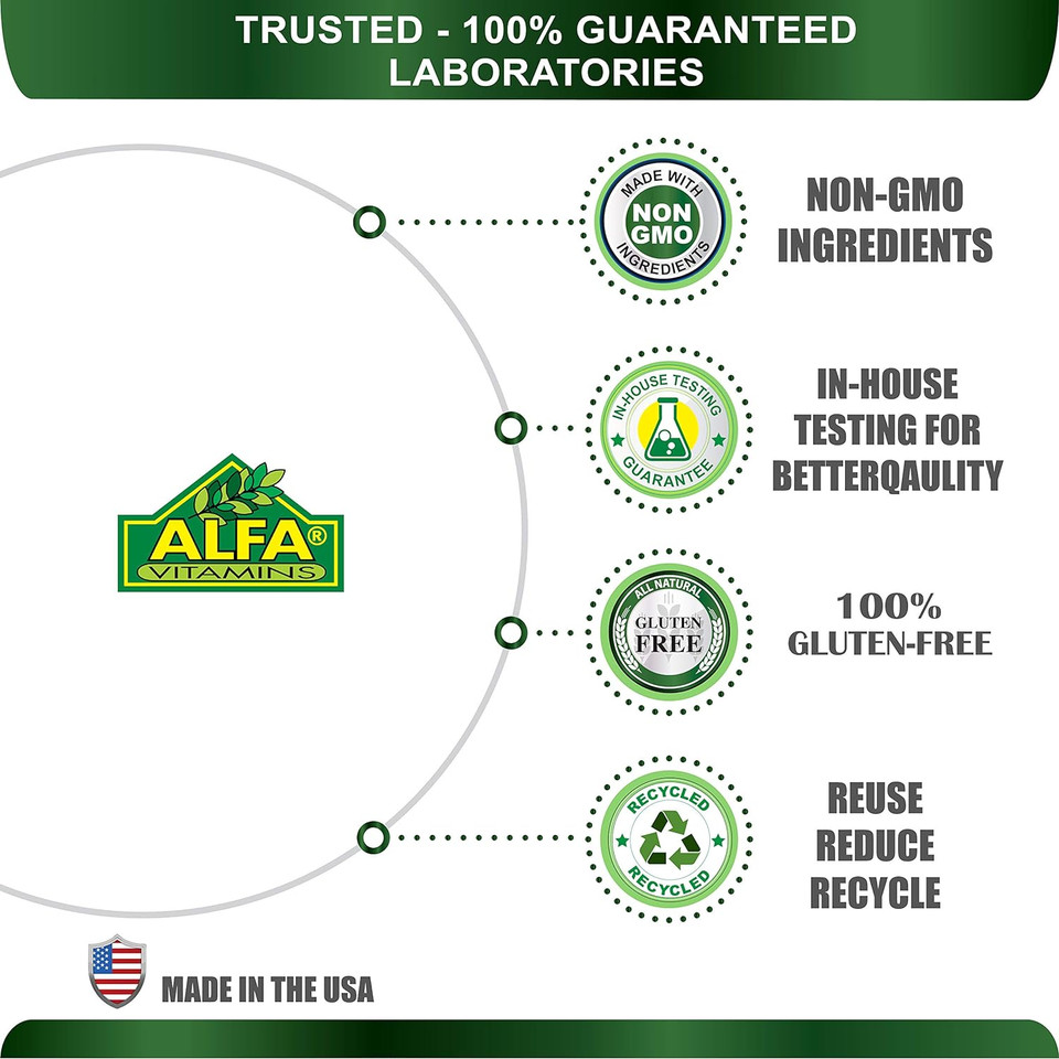 Resveratrol 1000Mg By Alfa Vitamins - Powerful Antioxidant, Helps Prevent Cell Damage - Supports Brain Function, Cardiovascular Health, Metabolism, Anti-Aging Effects - 60 Capsules