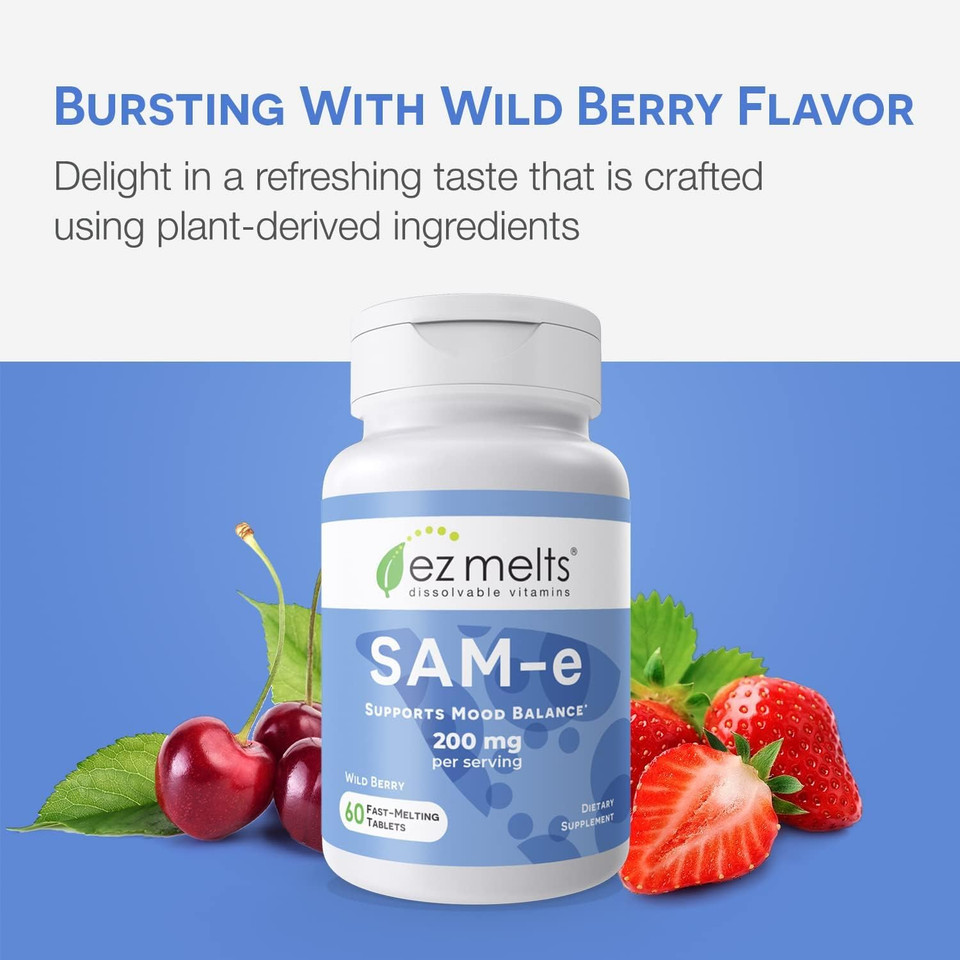 Ez Melts Dissolvable Sam-E Supplement 200 Mg, Sugar-Free, 1-Month Supply