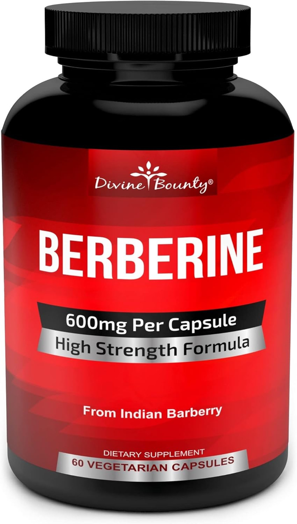 Divine Bounty Pure Berberine Complex - 600Mg Per Capsule Berberine Hcl Supplement - 60 Vegetarian Capsules