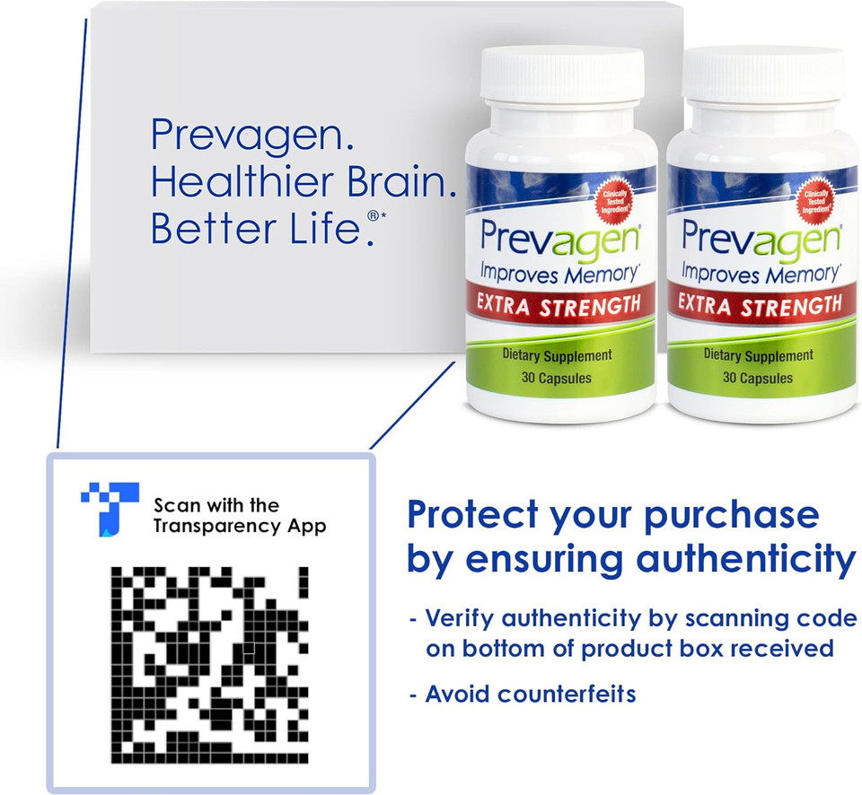 Prevagen Improves Memory - Extra Strength 20Mg, 30 Capsules |2 Pack| With Apoaequorin & Vitamin D With Attractive And Stackable Storage Box | Brain Supplement For Better Brain Health